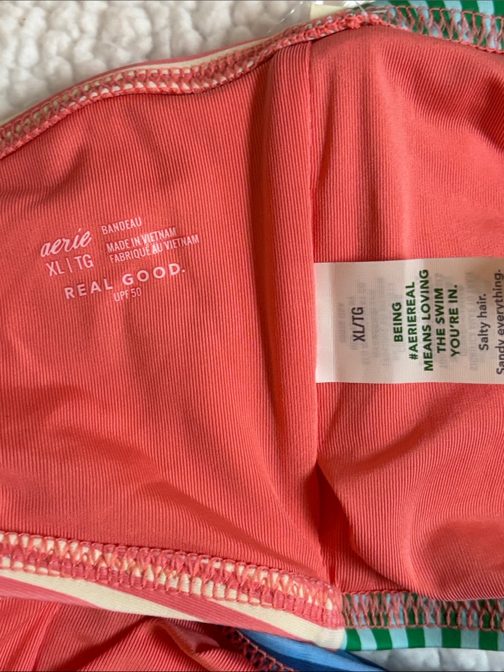 Aerie 3-pc Bikini Set, Multi-stripe Bandeau Ring Top/ 2 bottoms - Picture 11 of 14